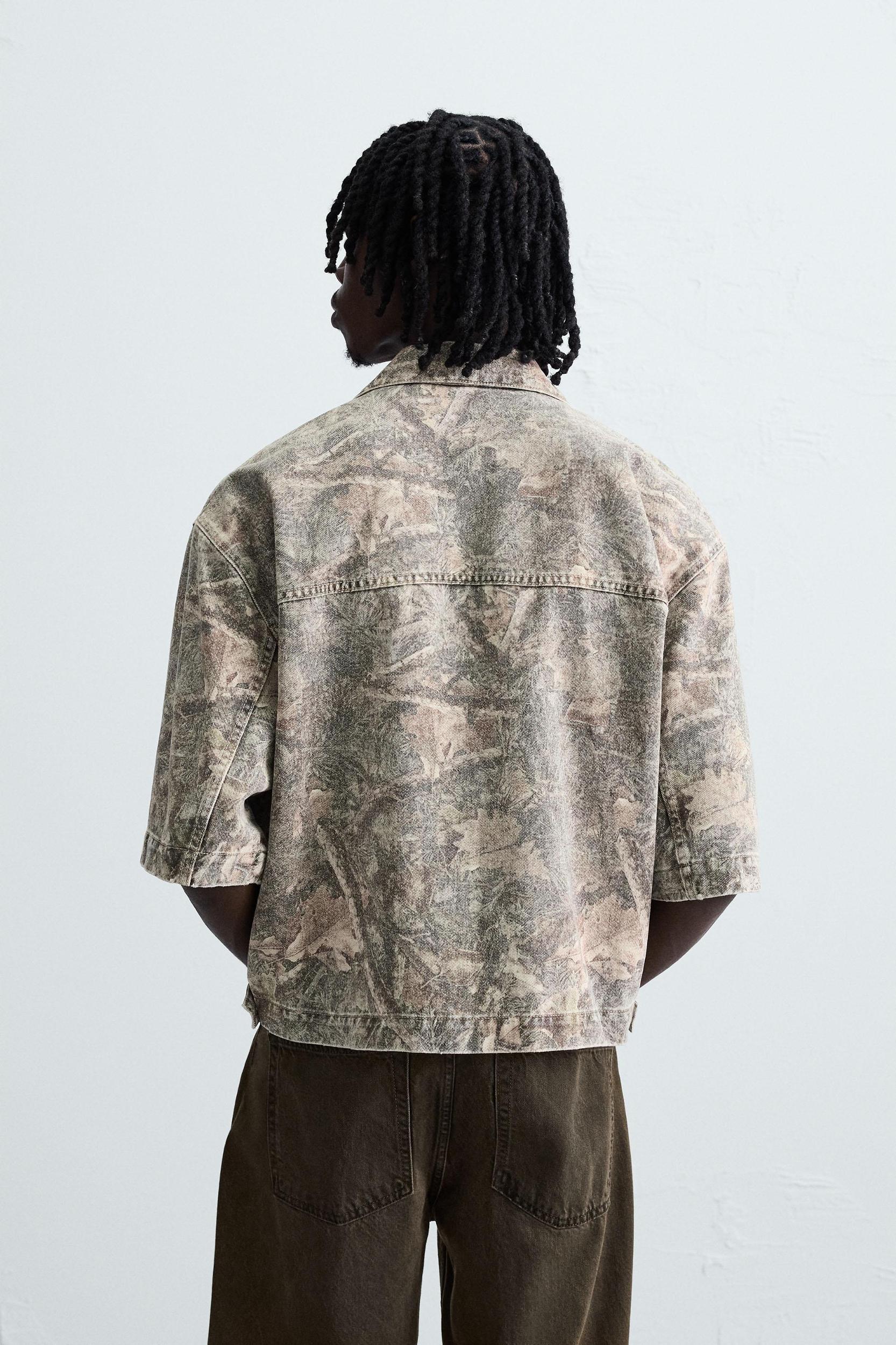 WASHED ABSTRACT PRINT OVERSHIRT Product Image
