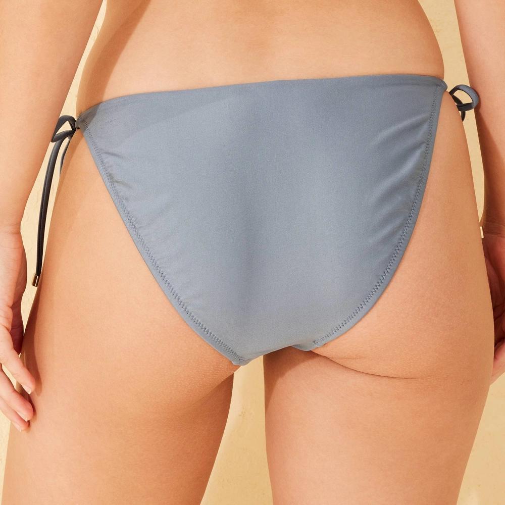 Womens Metallic Side-Tie Extra High Leg Cheeky Bikini Bottom - Shade & Shore Blue L Product Image