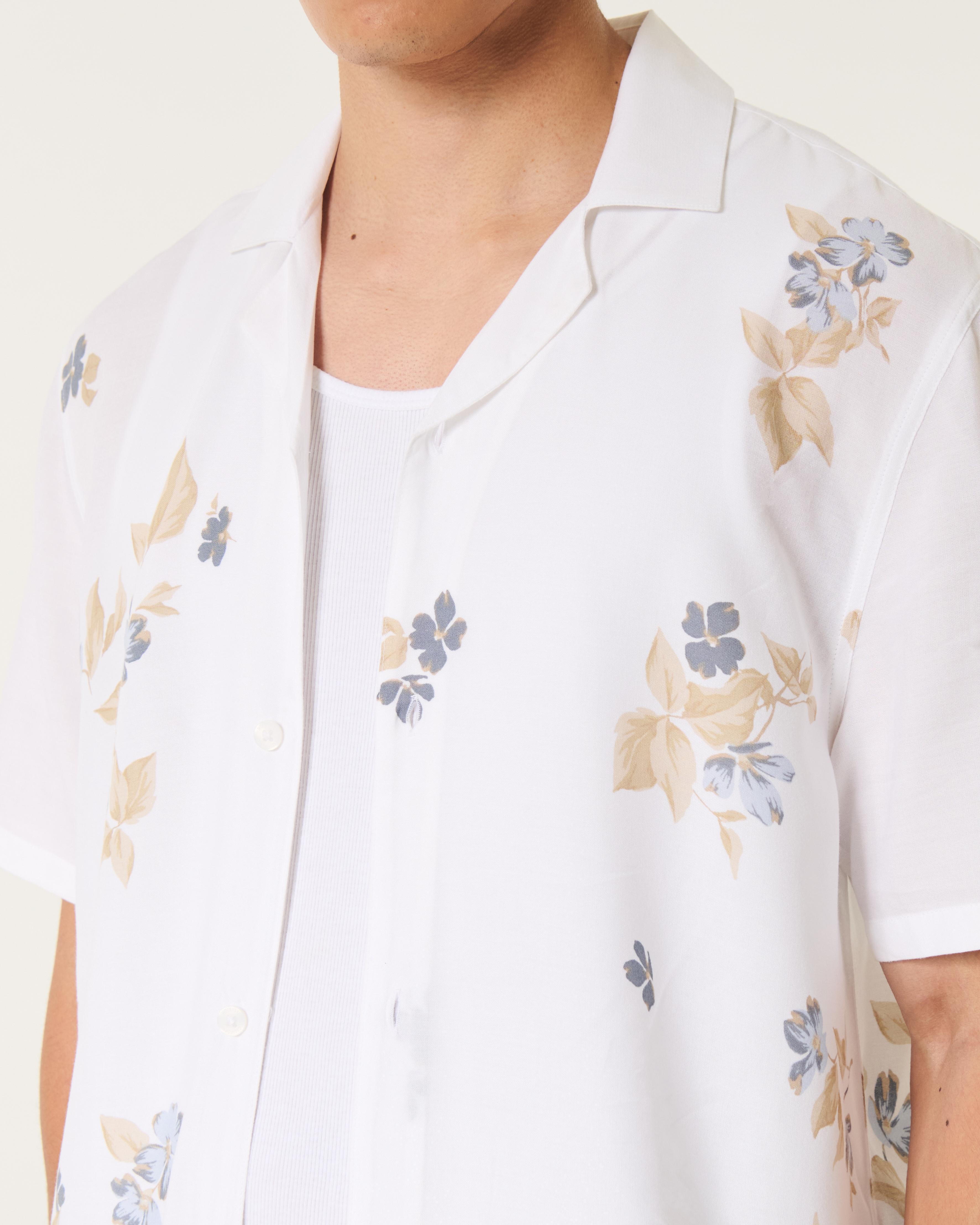 Boxy Short-Sleeve Floral Shirt Product Image