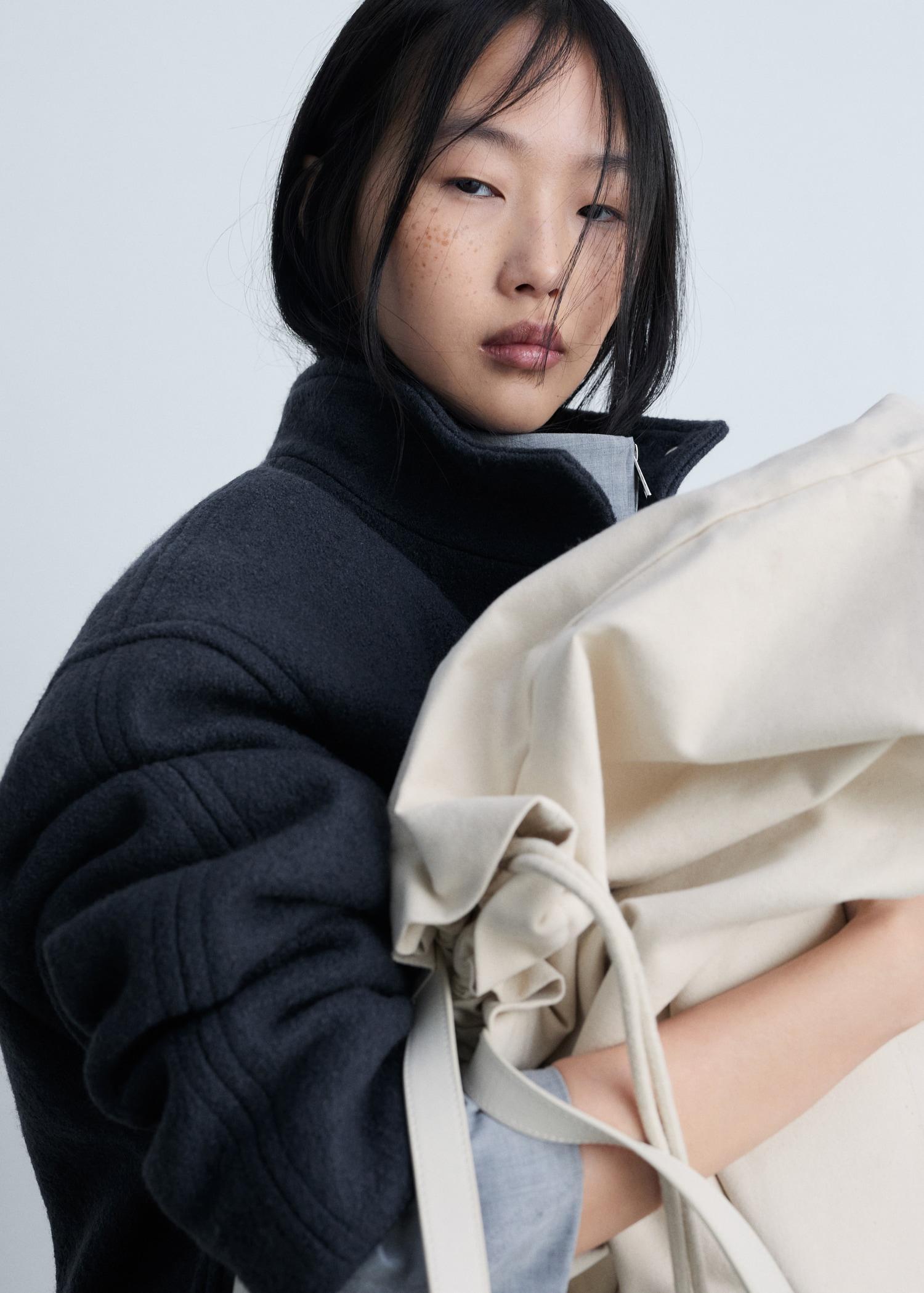 Turtleneck wool jacket - Women | MANGO USA Product Image