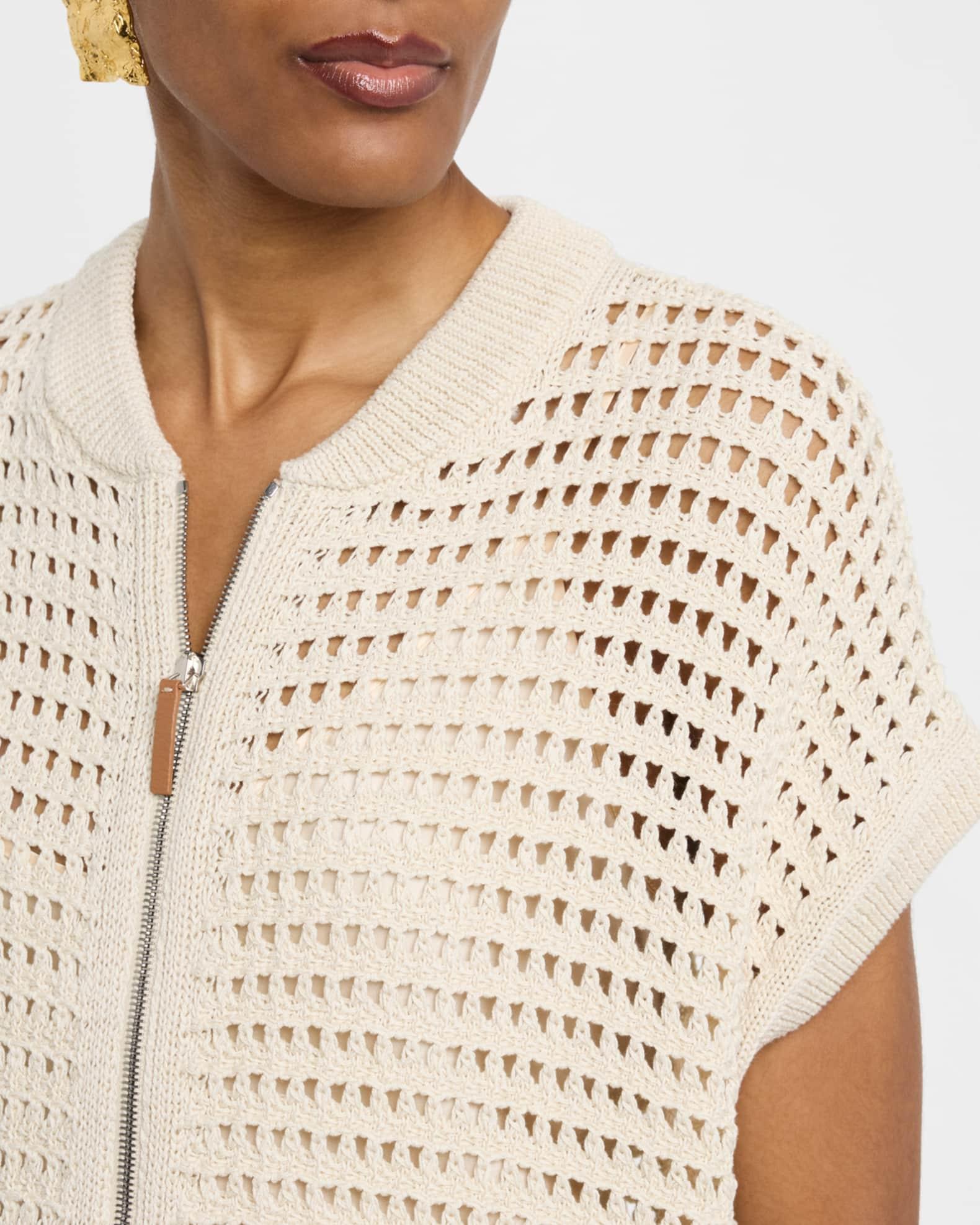 Open-Knit Cotton Sweater Vest Product Image