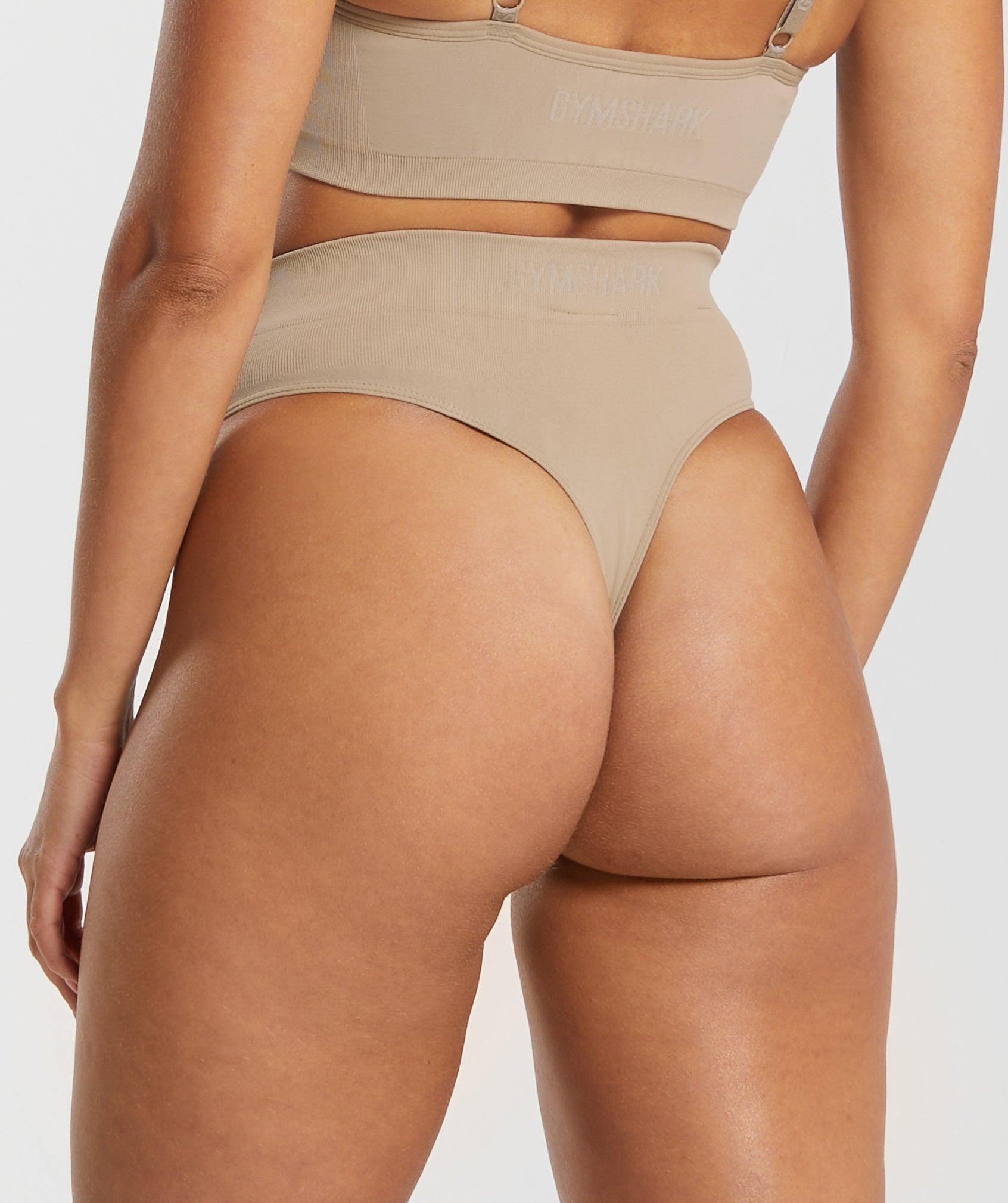 Gymshark Seamless High Waisted Thong - Cement Brown Female Product Image