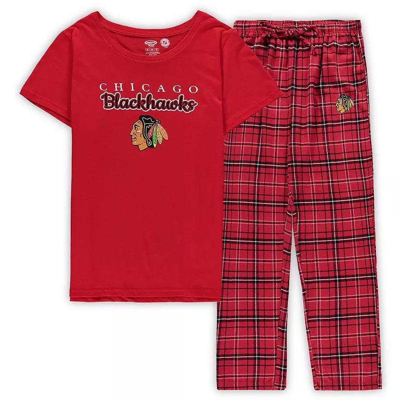 Womens Concepts Sport Chicago Blackhawks Plus Size Lodge T-Shirt & Pants Sleep Set Product Image