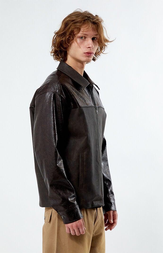 Men's Faux Leather Textured Jacket Product Image