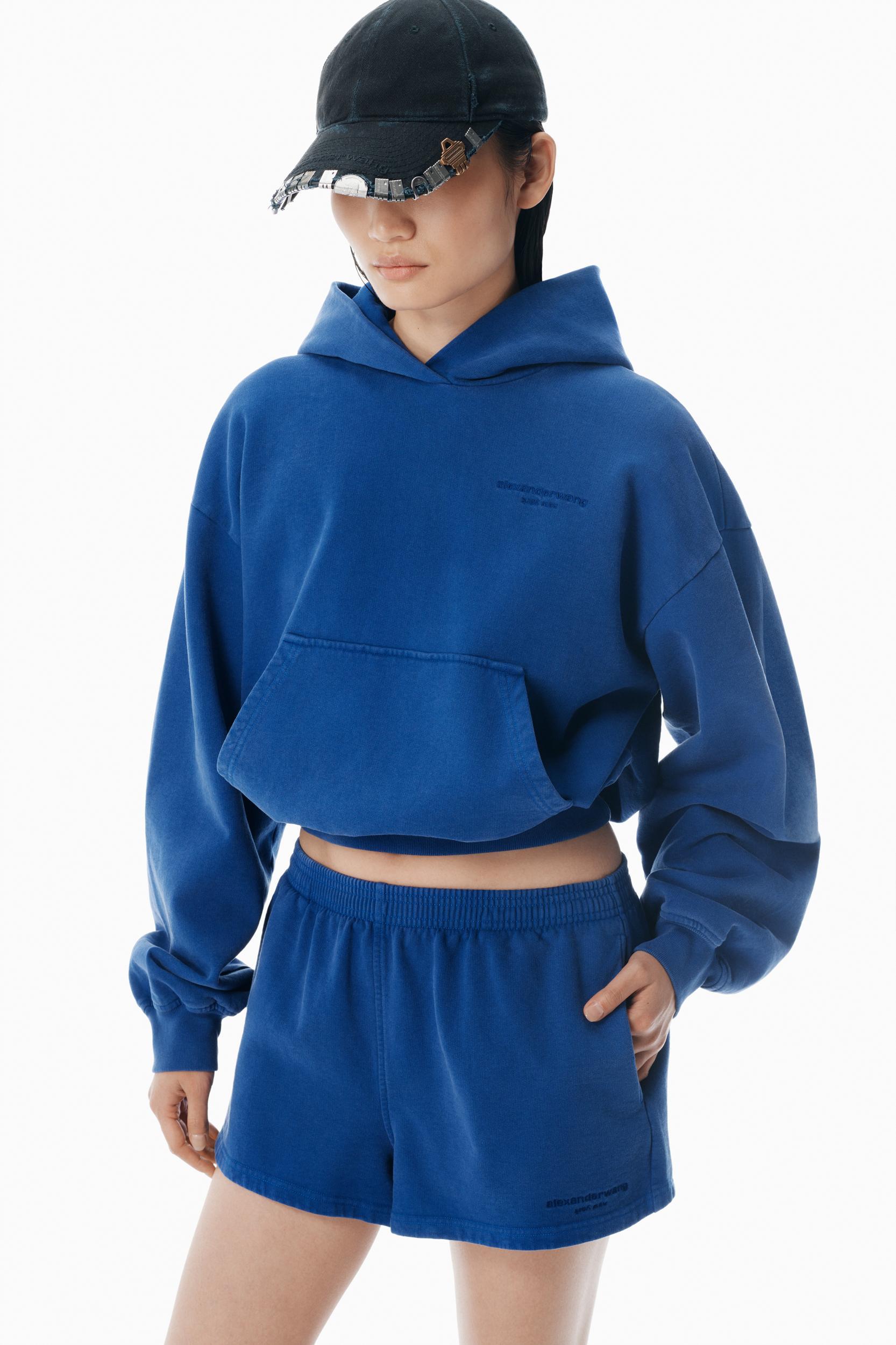 Blue Cotton-terry Running Shorts Product Image