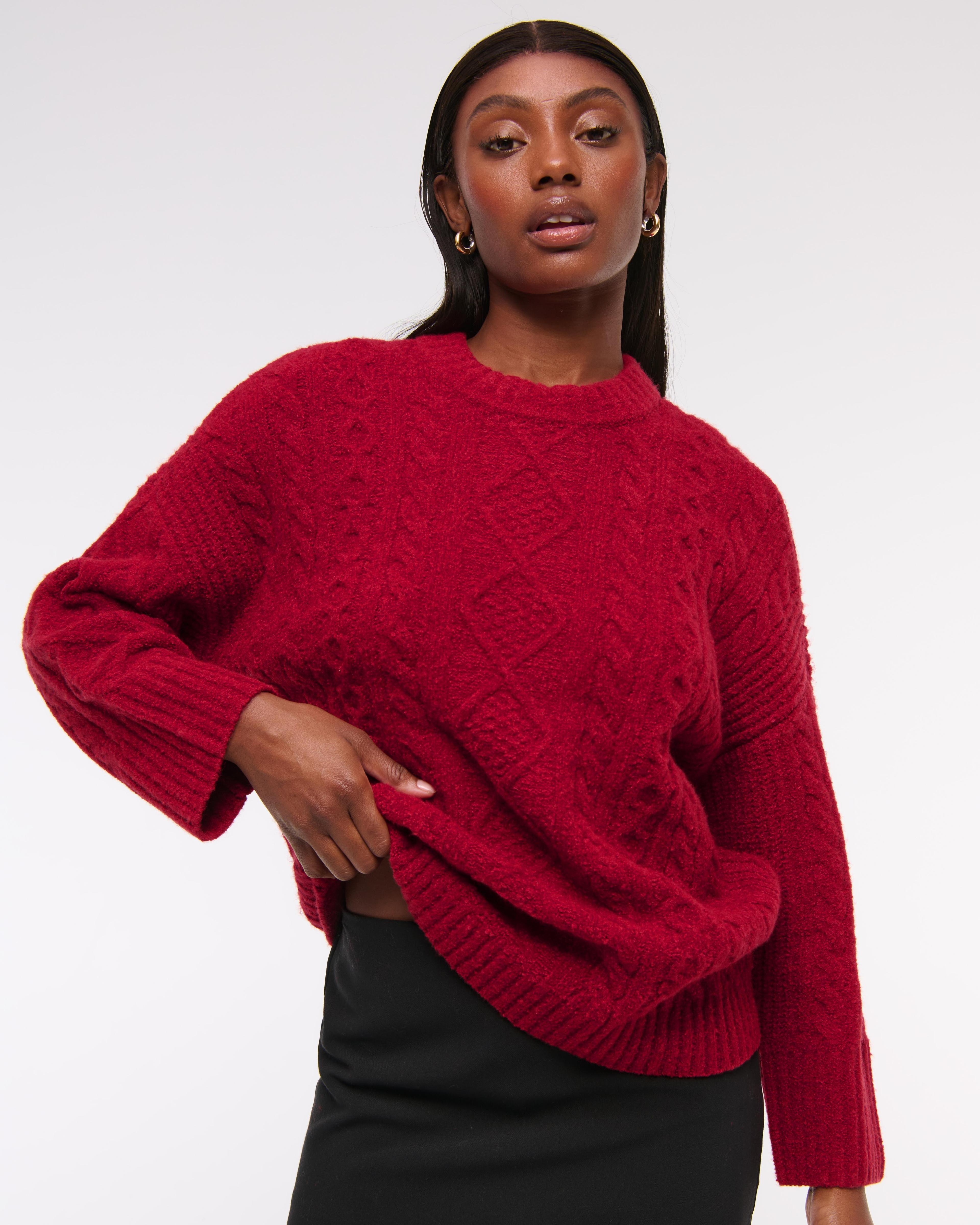 Relaxed Lounge Cable-Knit Crew Sweater Product Image