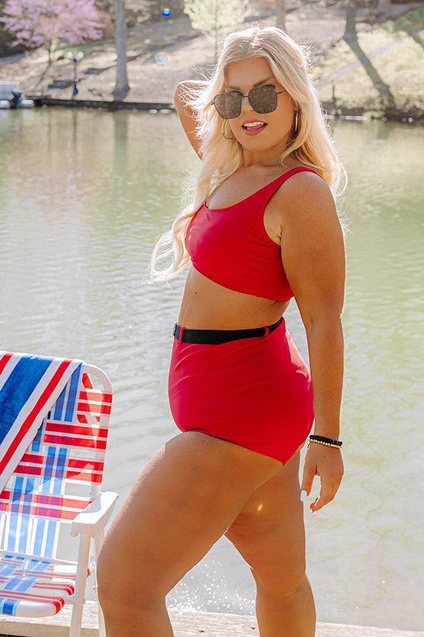 Moon River Bikini Top in Red Curves Product Image