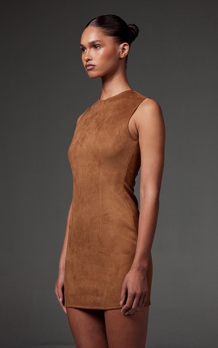 Tan Faux Suede Bodycon Dress Product Image