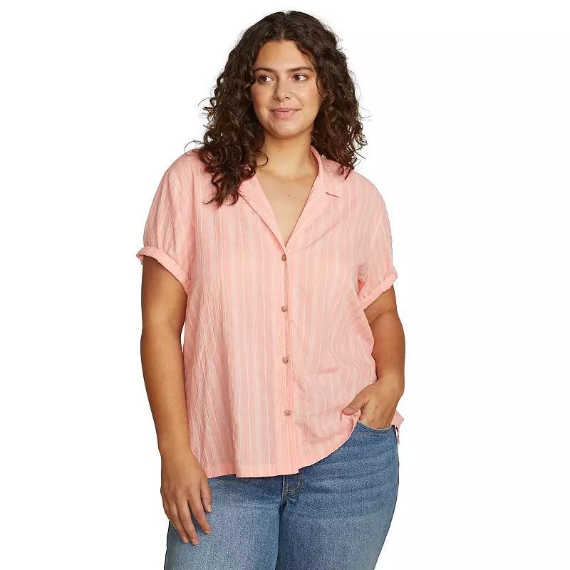 Plus Size Eddie Bauer Short-Sleeve Packable Camp Shirt, Women's, Size: 1XL, Seagreen Product Image