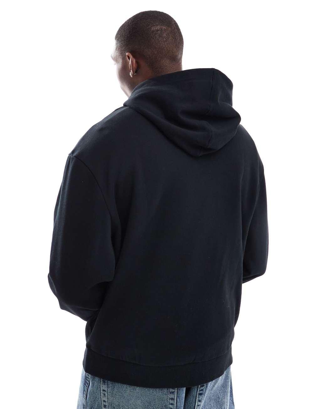 ASOS DESIGN oversized hoodie with front embroidery in black Product Image