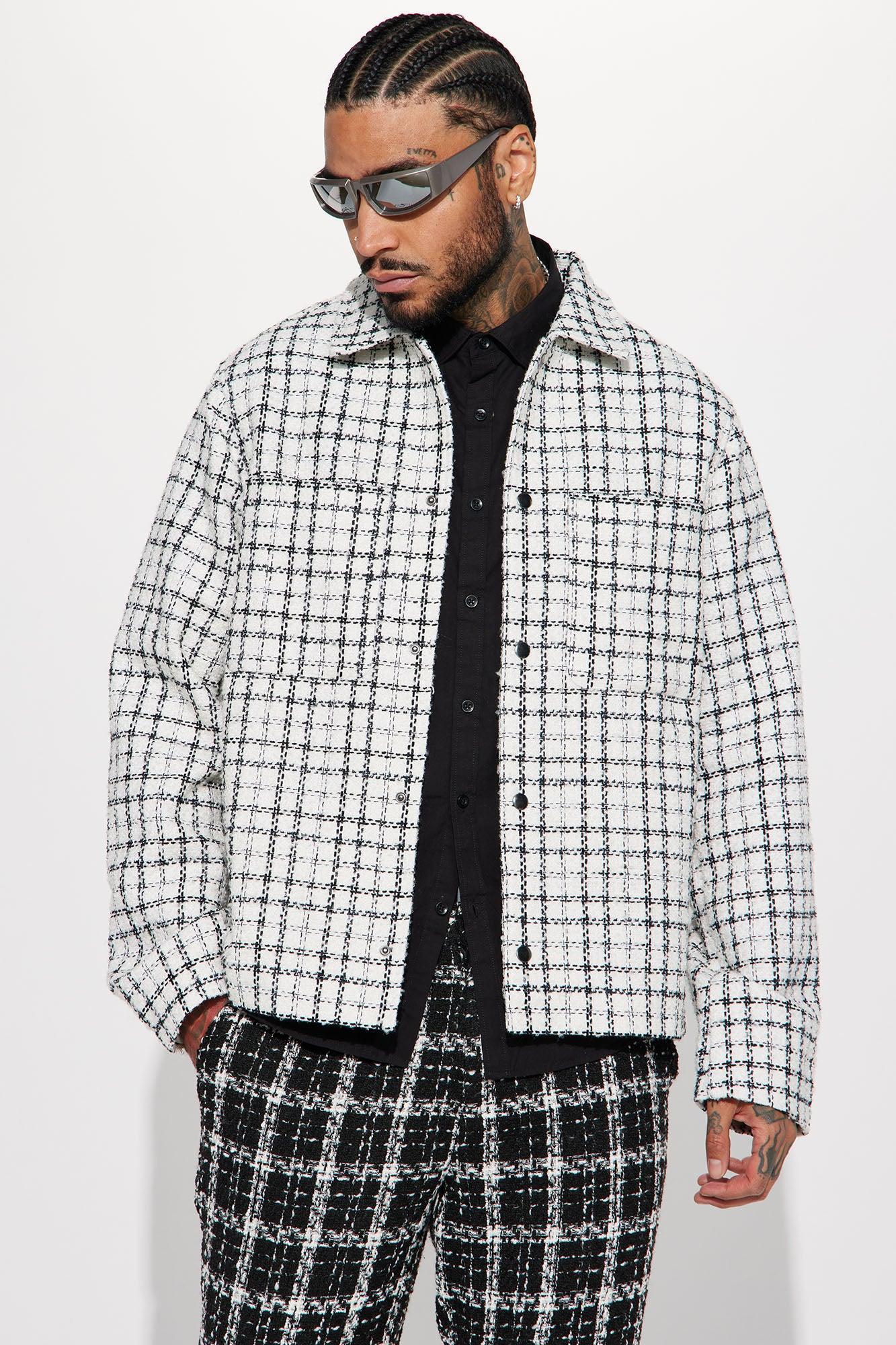 Checkmate Oversized Plaid Shacket - Black/White Product Image