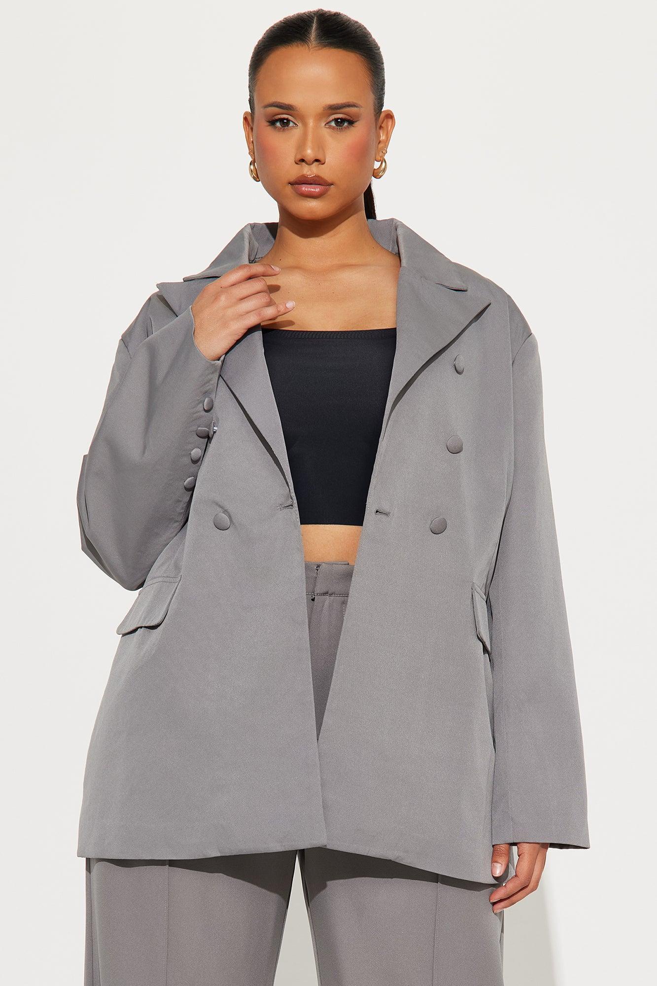Office Behavior Oversized Blazer - Charcoal Product Image