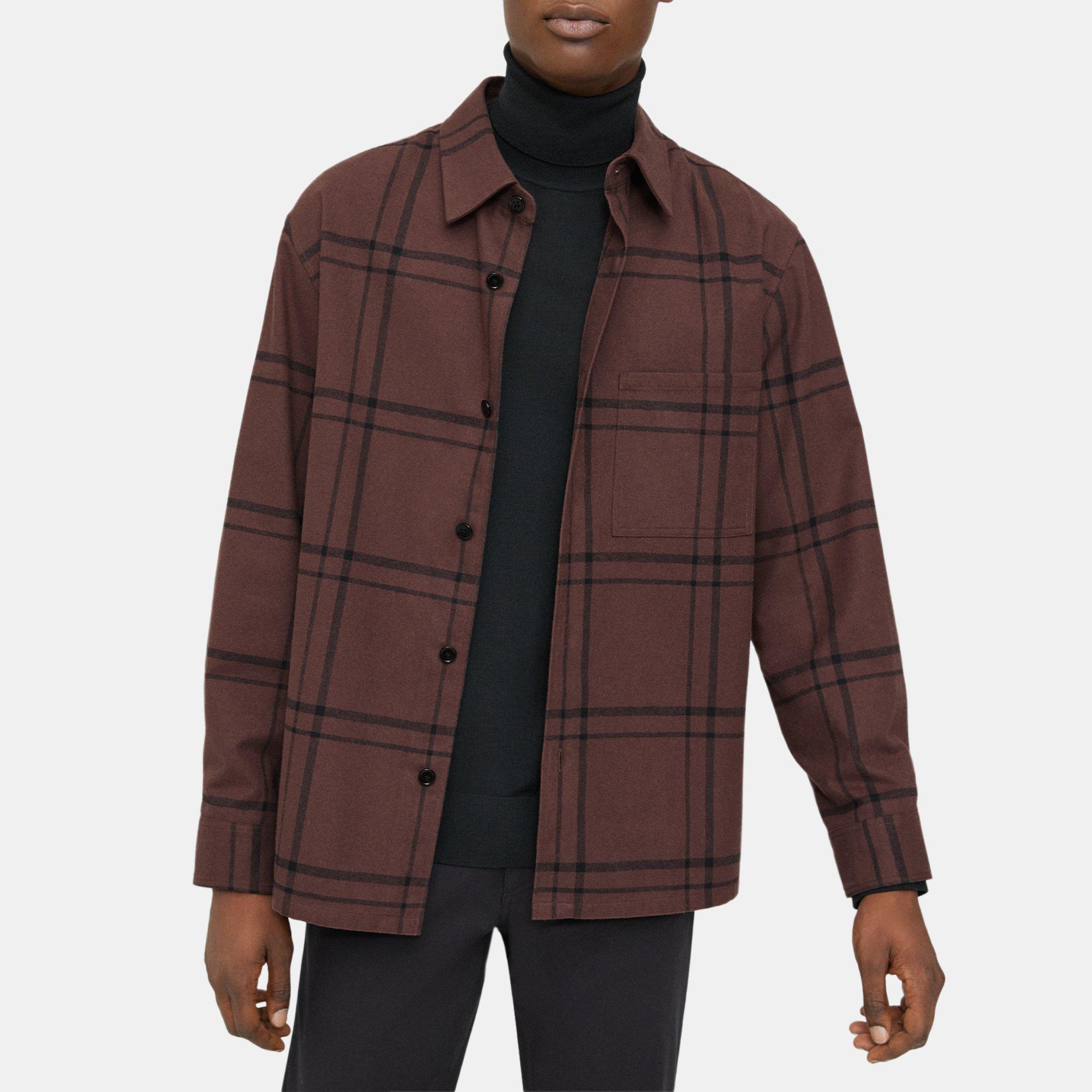 Windowpane Cotton-Blend Shirt Jacket | Theory Outlet Product Image