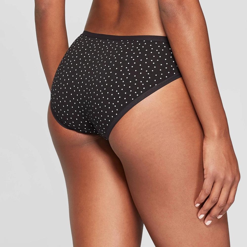 Womens Star Print Cotton Blend Bikini Underwear - Auden Black XS Product Image