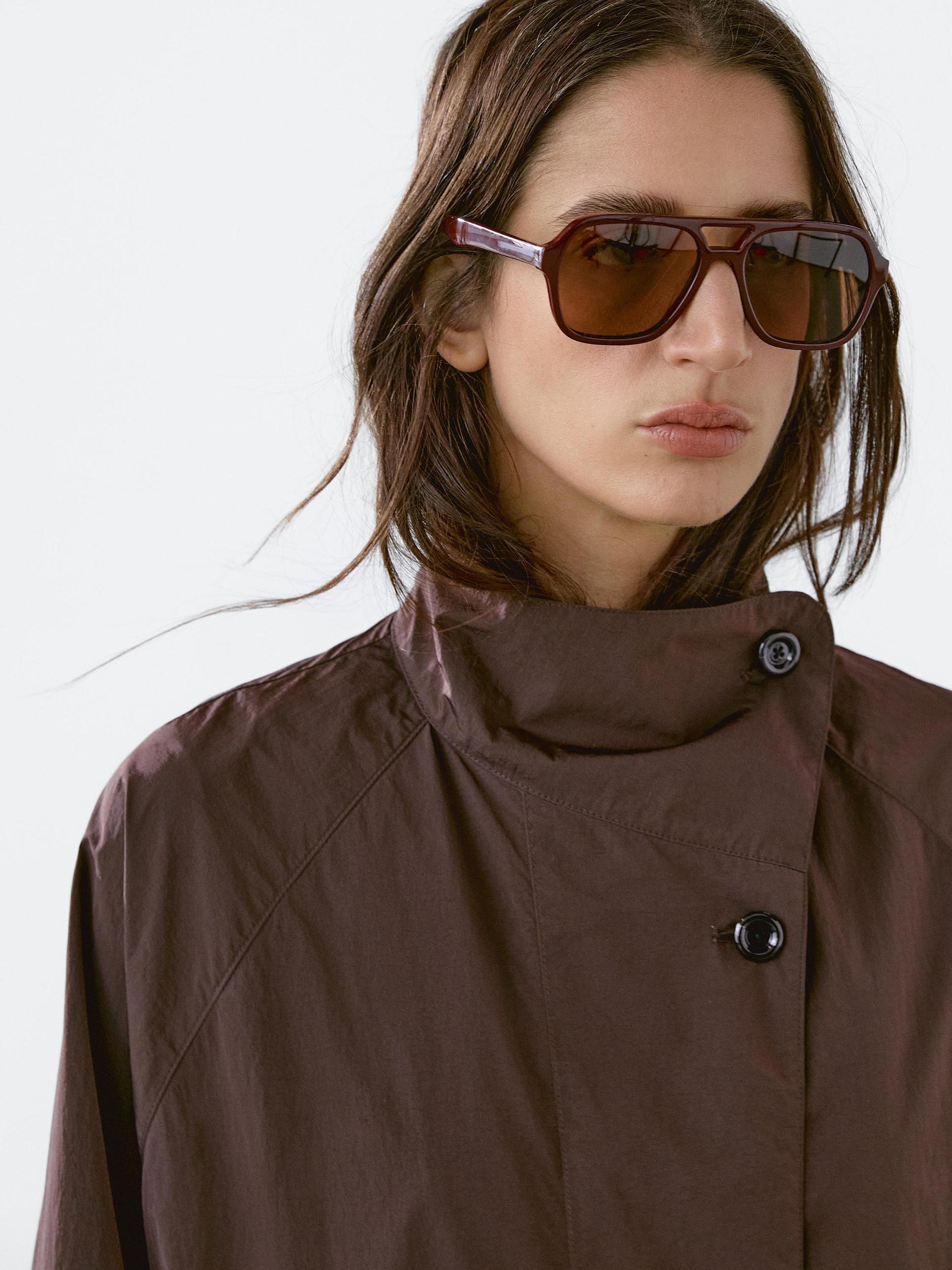 Oversize flowing trench coat in water-repellent fabric Product Image