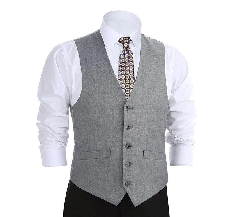 Vanderbilt Collection  - Classic Dress Vest 5 Buttons Regular Fit In Gray Product Image