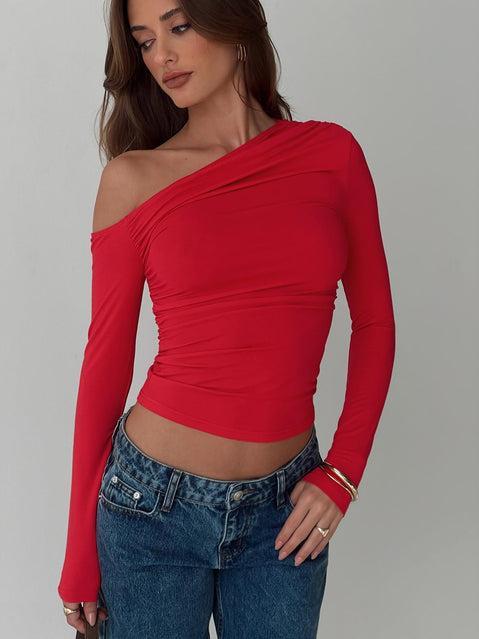 Beller Long Sleeve Top Red Product Image