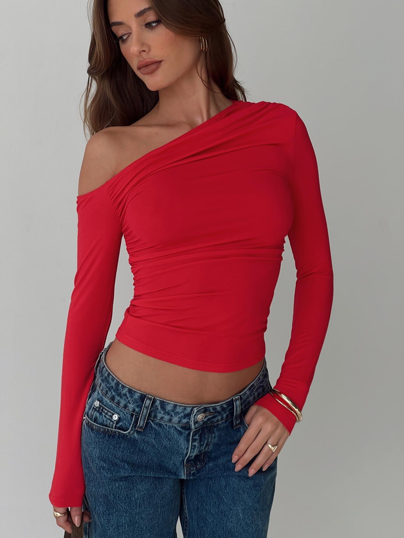 Beller Long Sleeve Top Red Product Image