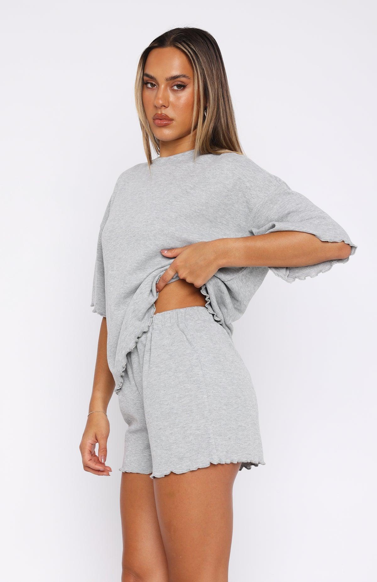 Tell You Everything Pyjama Shorts Grey Marle Product Image