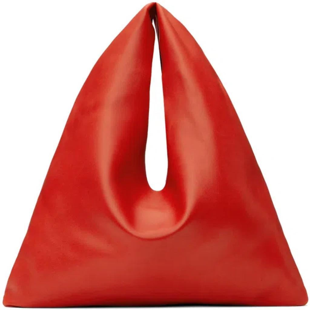 THE ROW Bindle Small Leather Tote Bag In Red Product Image