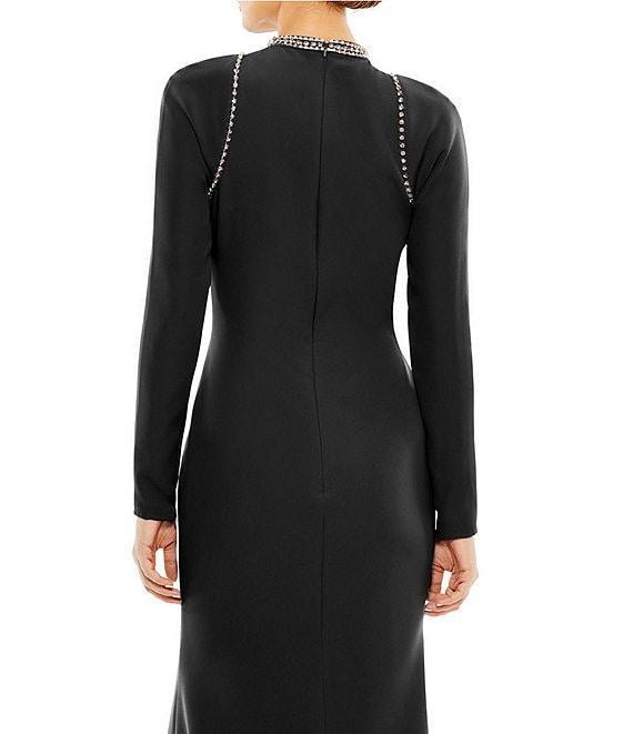 Mac Duggal Beaded Crew Neck Long Sleeve Gown Product Image