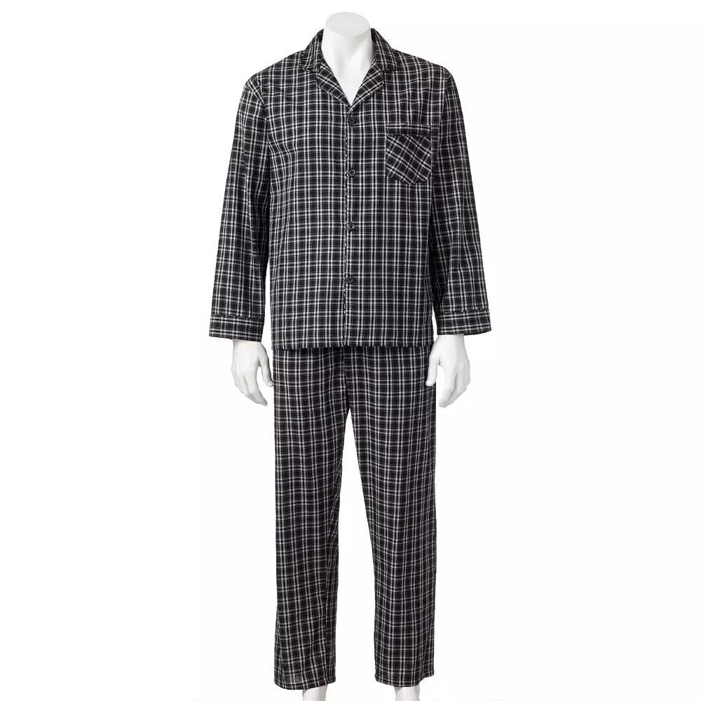 Men's Hanes® Classics Pajama Set, Size: Large, Black Plaid Product Image