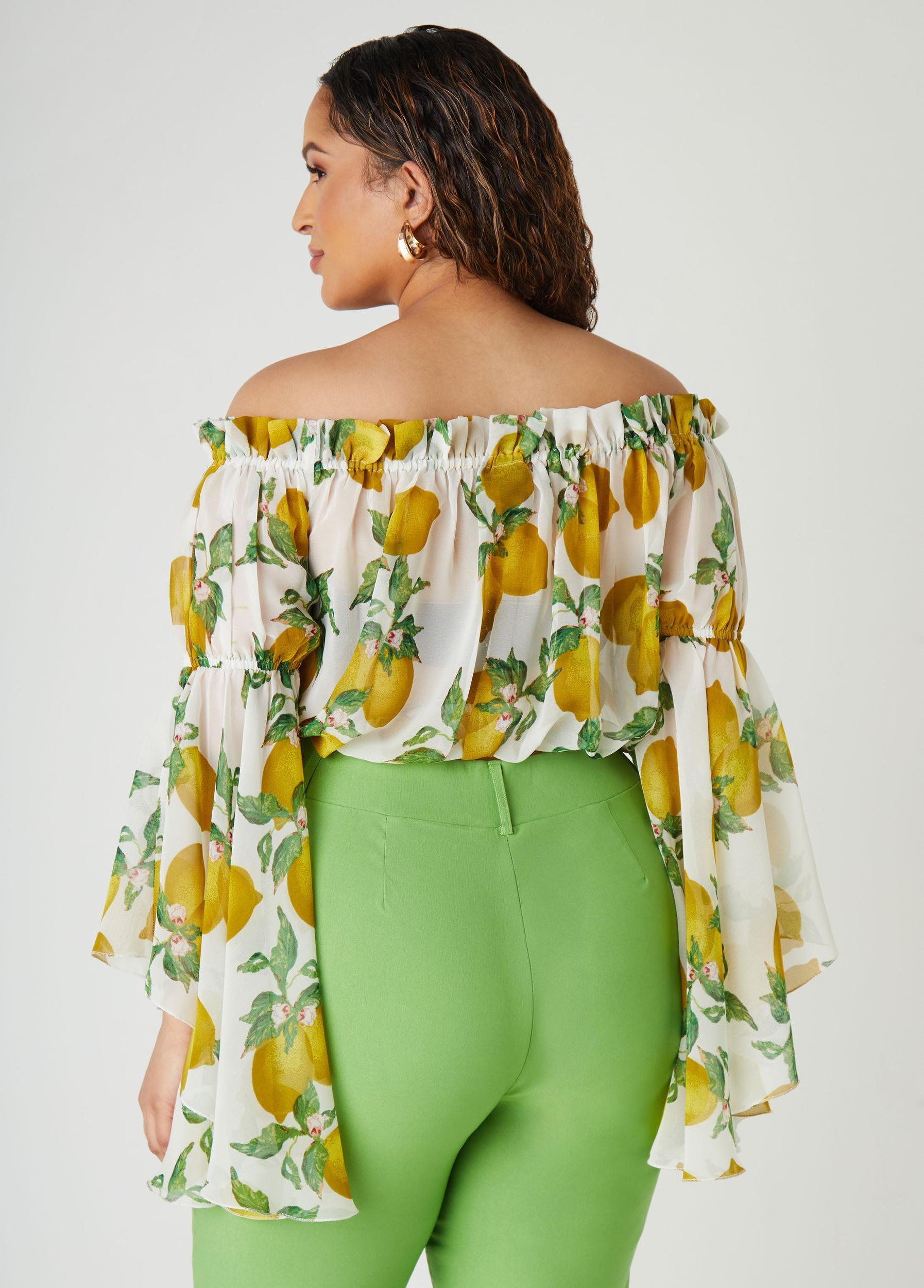 Off The Shoulder Lemon Print Top Product Image