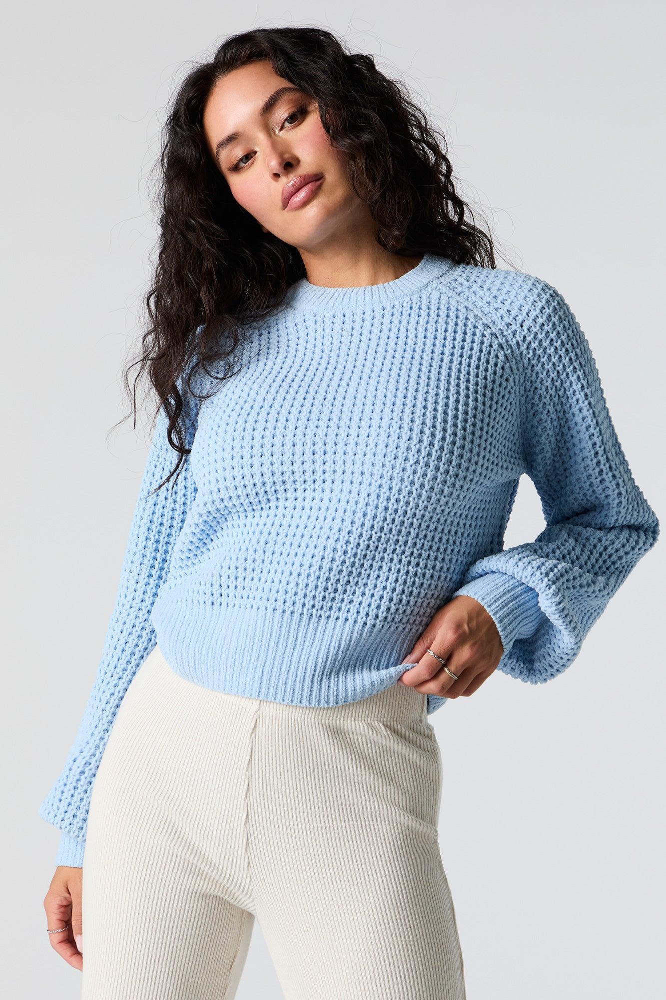 Waffle Knit Cropped Sweater Female Product Image