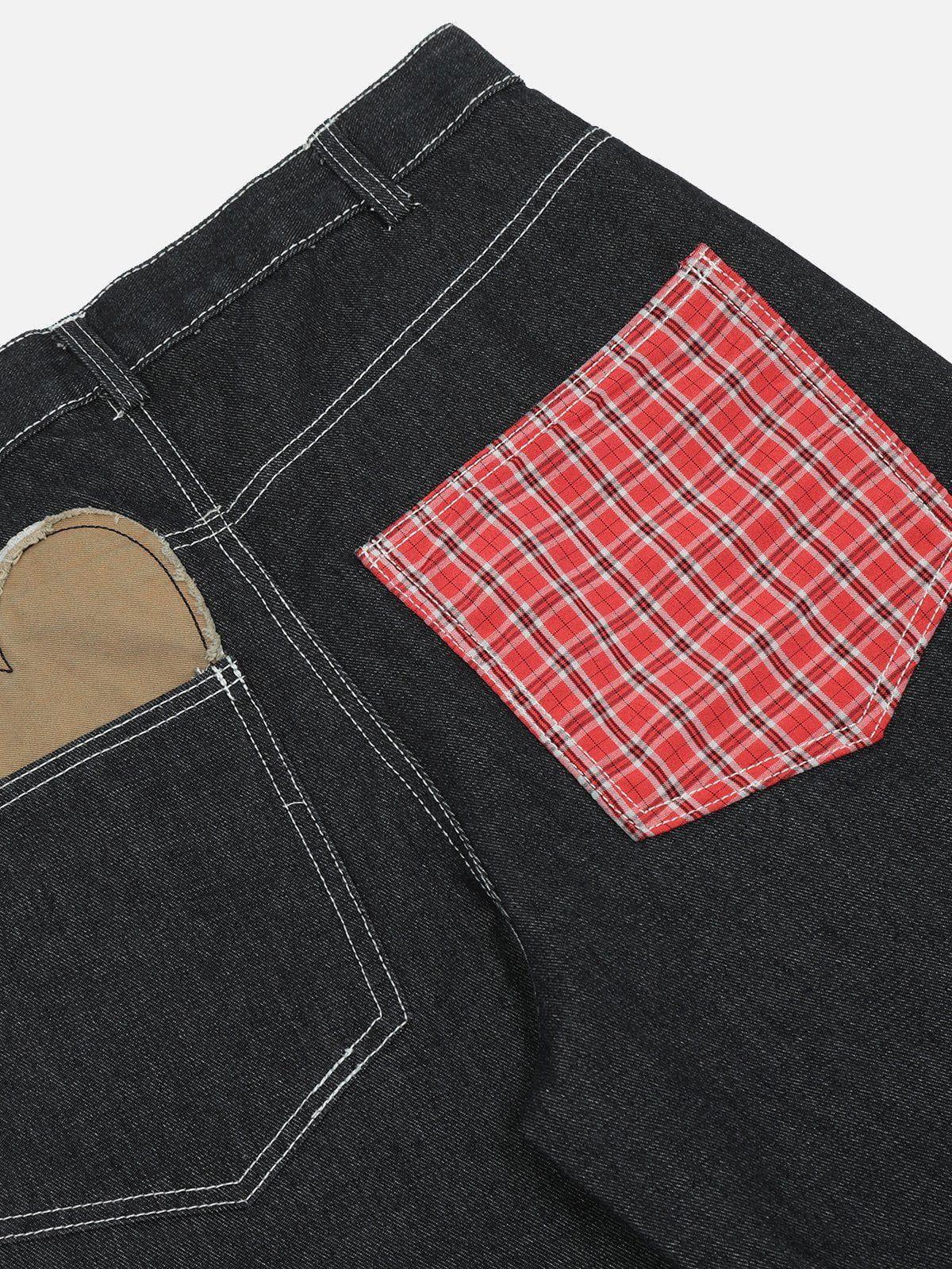 Aelfric Eden Applique Plaid Heart Jeans Product Image