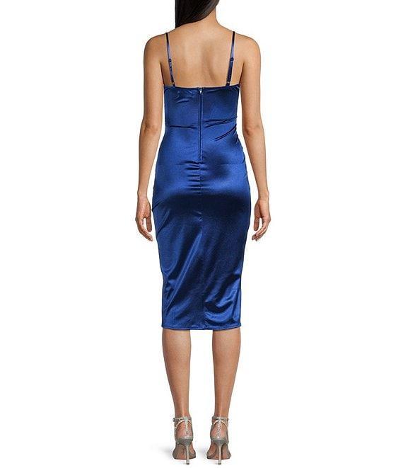 Honey and Rosie Drape Neck Side Pleat Envelope Hem Midi Dress Product Image