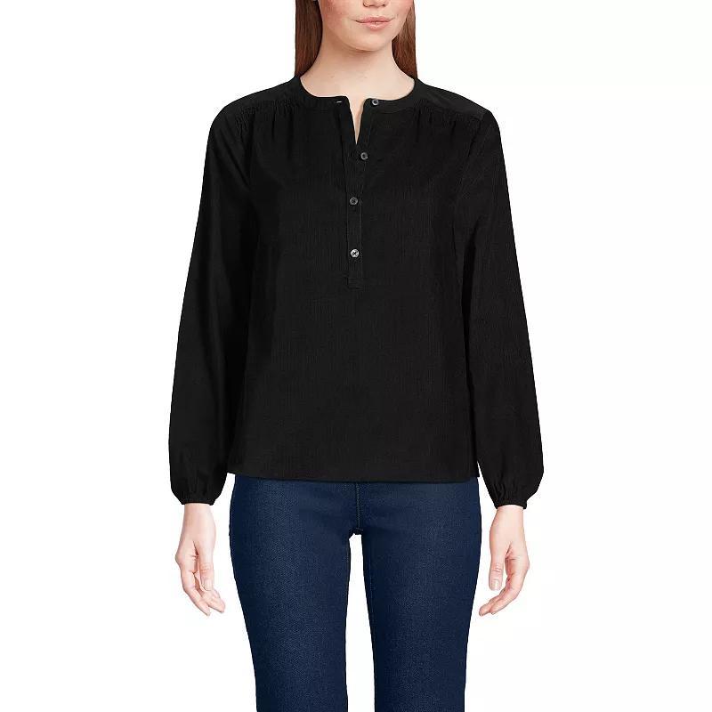 Women's Lands' End Pinwale Cord Smocked Popover Shirt, Size: Medium, Rich Red Product Image