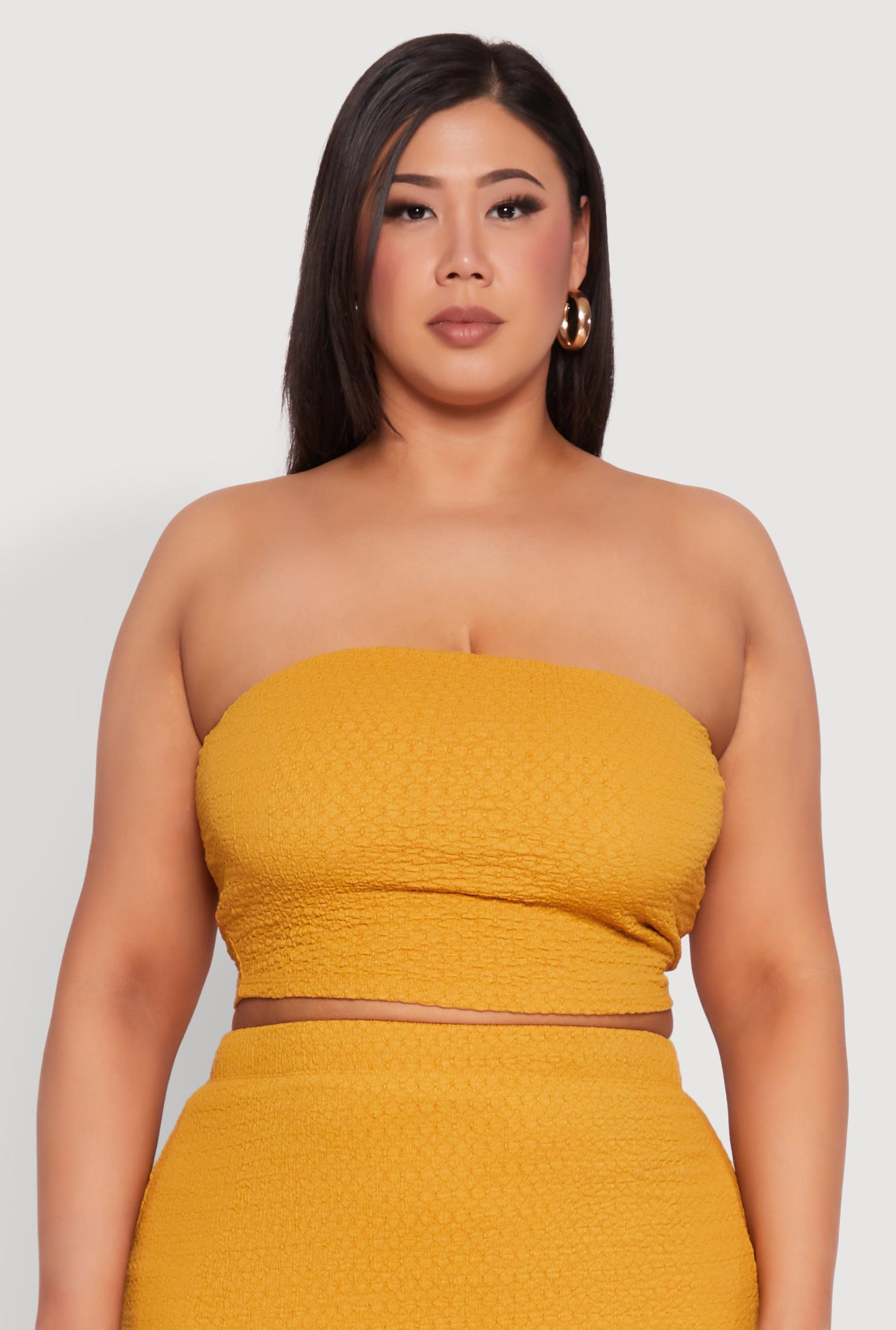 Womens Plus Size Textured Knit Tube Top Product Image