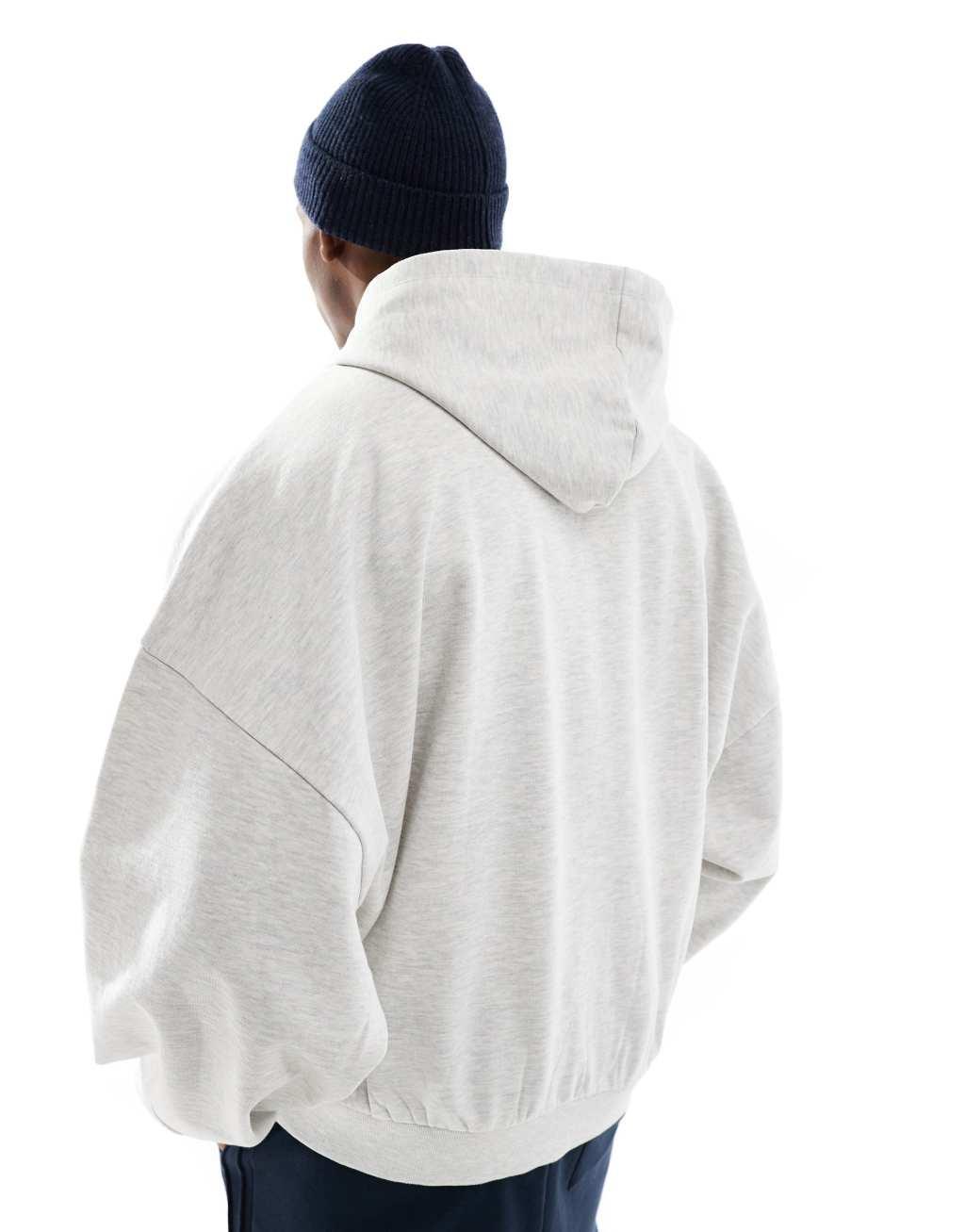 ASOS DESIGN essential extreme oversized zip through hoodie in white heather Product Image