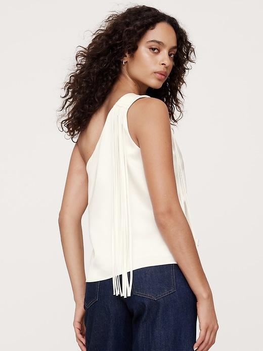 Satin One-Shoulder Fringe Top Product Image