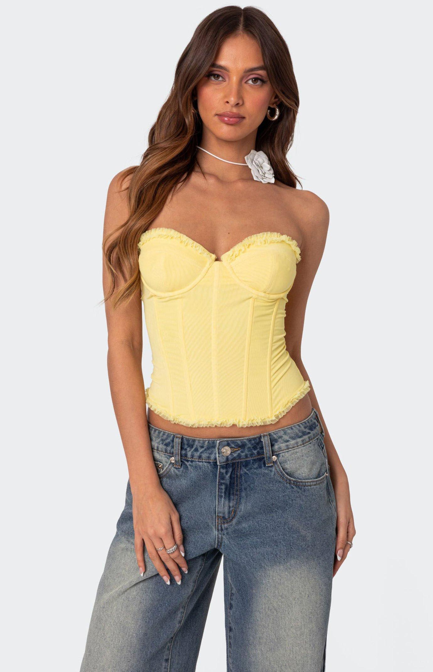 Edikted Women's Deirdre Mesh Lace Up Corset Product Image