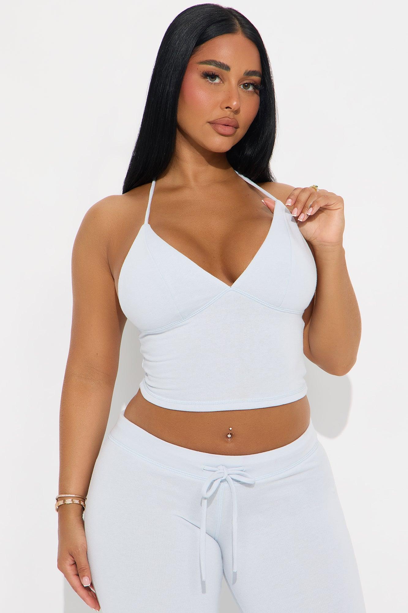 Unwind Time Halter Pant Set - Light Blue Female Product Image