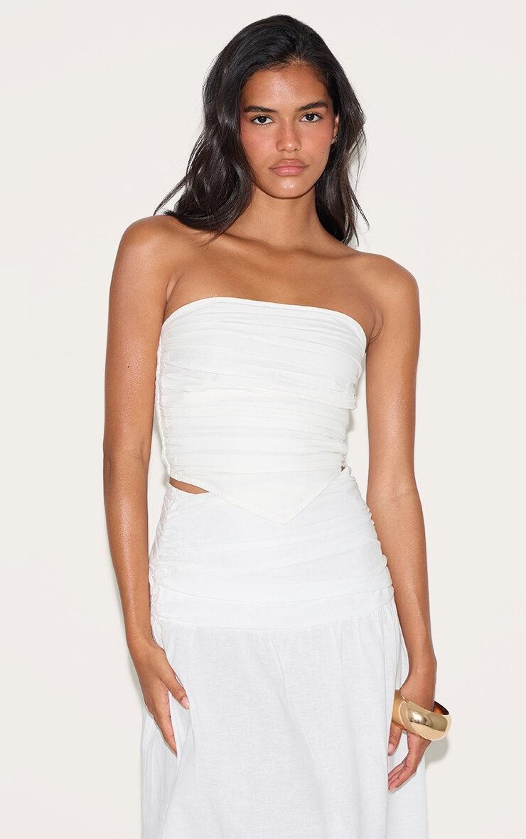  White Cotton Poplin A Line Low Rise Maxi Skirt Product Image