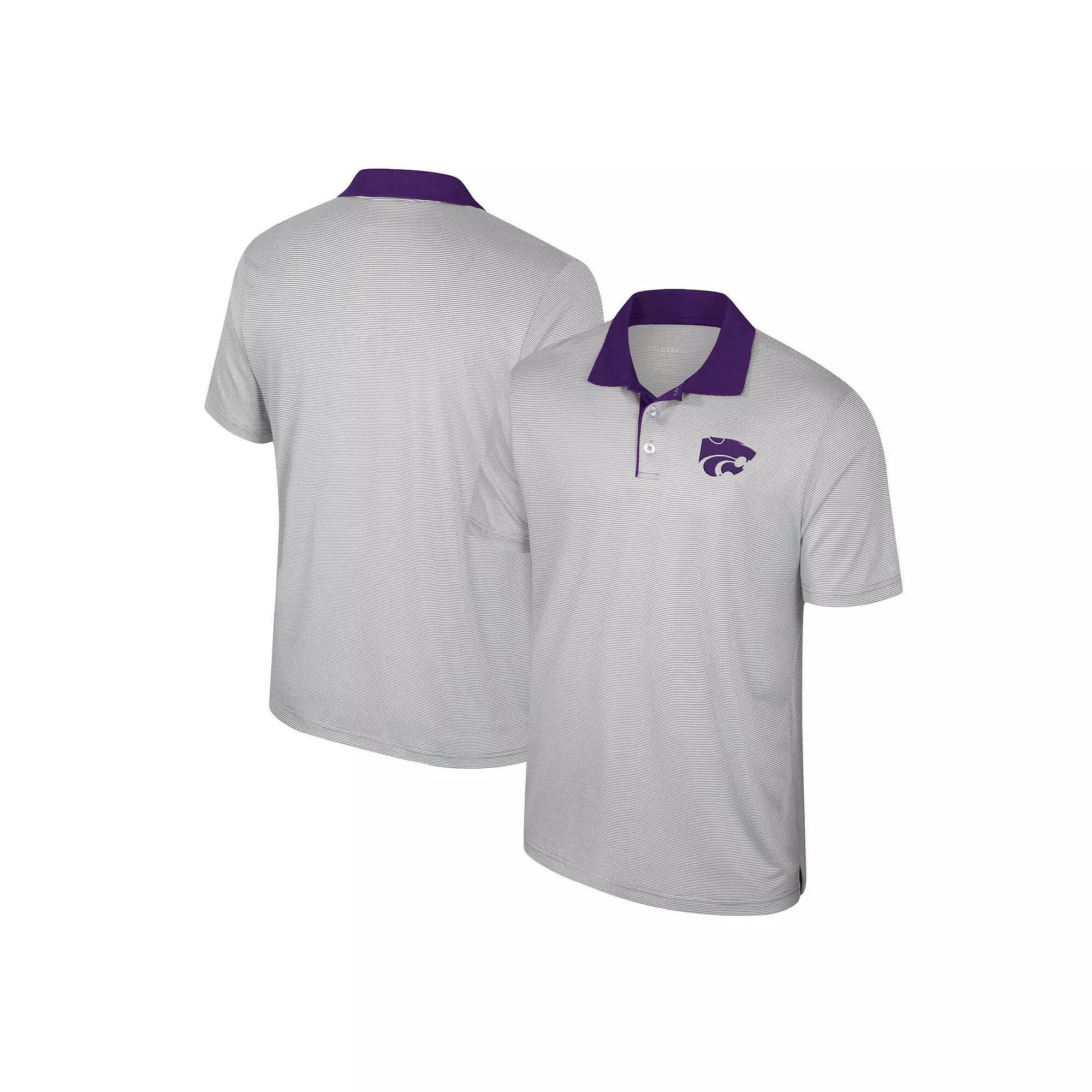 Men's Colosseum Gray Kansas State Wildcats Tuck Striped Polo, Size: 3XL, Grey Product Image