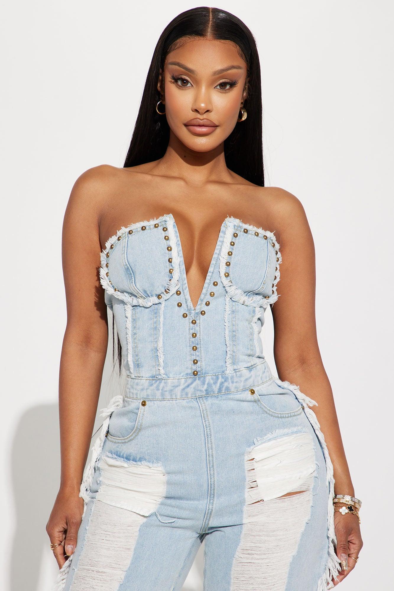 Demi Distressed Jumpsuit - Denim Product Image