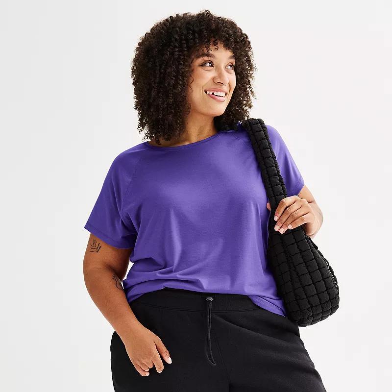 Plus Size Tek Gear® Adaptive Core Raglan Tee, Women's, Size: 1XL, Mineral Black Product Image