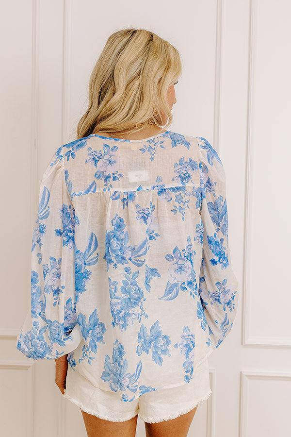 Garden Serenade Floral Top in Blue Product Image