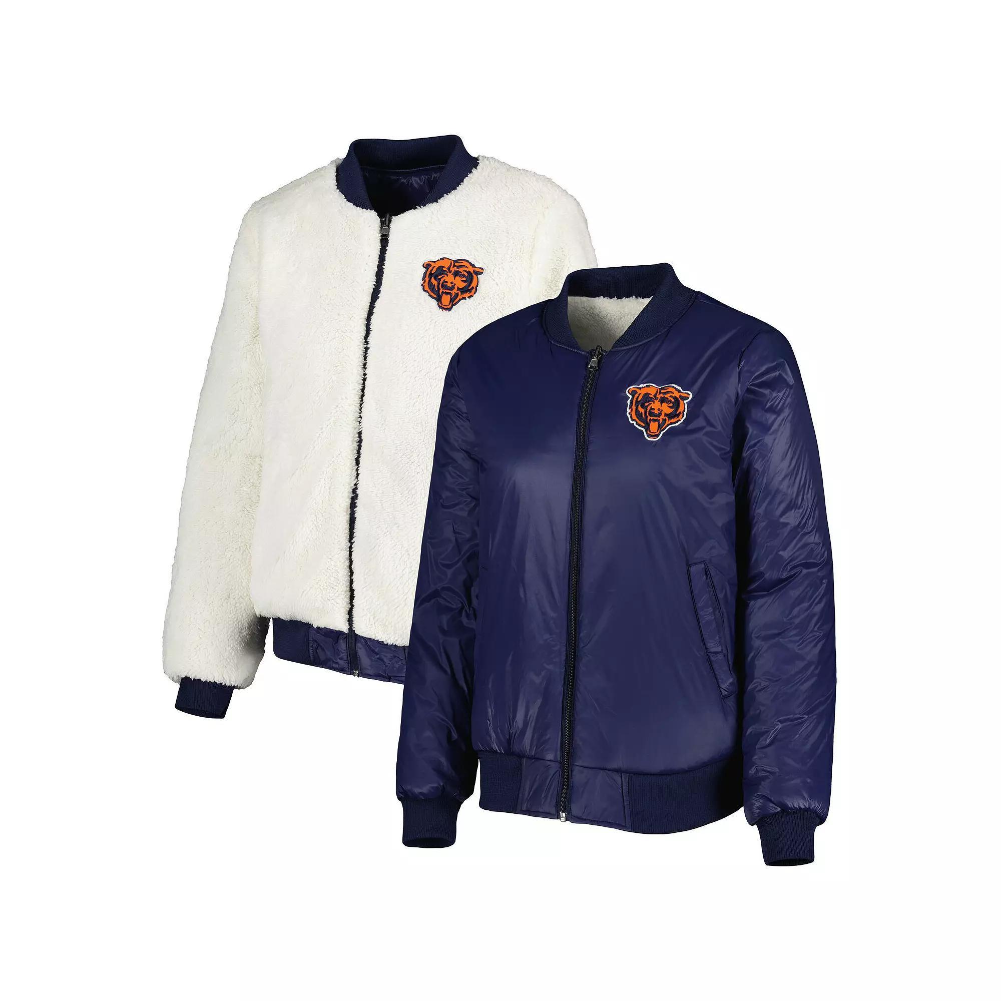 Women's G-III 4Her by Carl Banks Oatmeal/Navy Chicago Bears Switchback Reversible Full-Zip Jacket,  Product Image