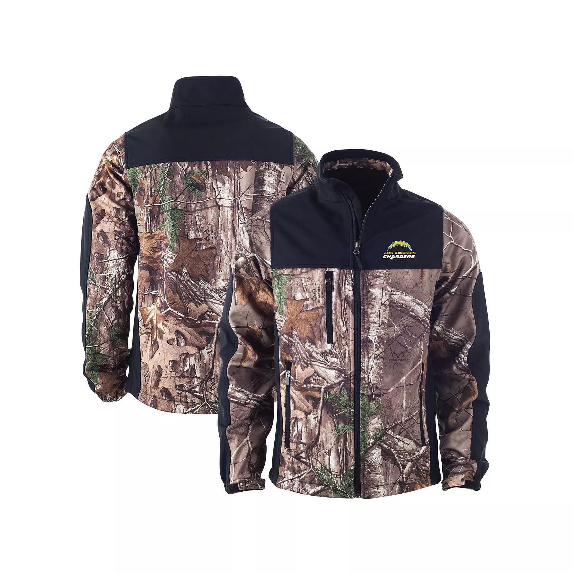 Men's Dunbrooke Realtree Camo/Black Los Angeles Chargers Hunter Softshell Full-Zip Jacket, Size: 3XL, Green Product Image