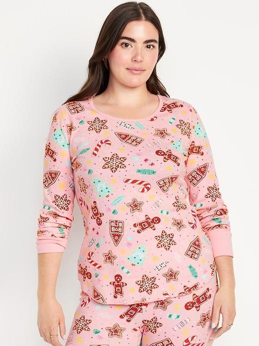 Printed Waffle Pajama Top for Women Product Image