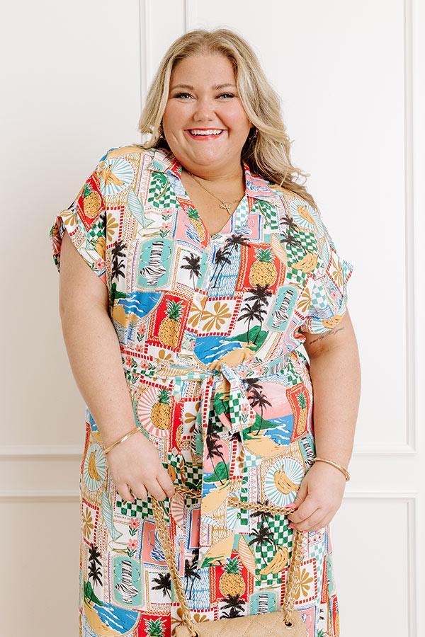 Paradise On The Mind Button Down Midi Dress Curves Product Image