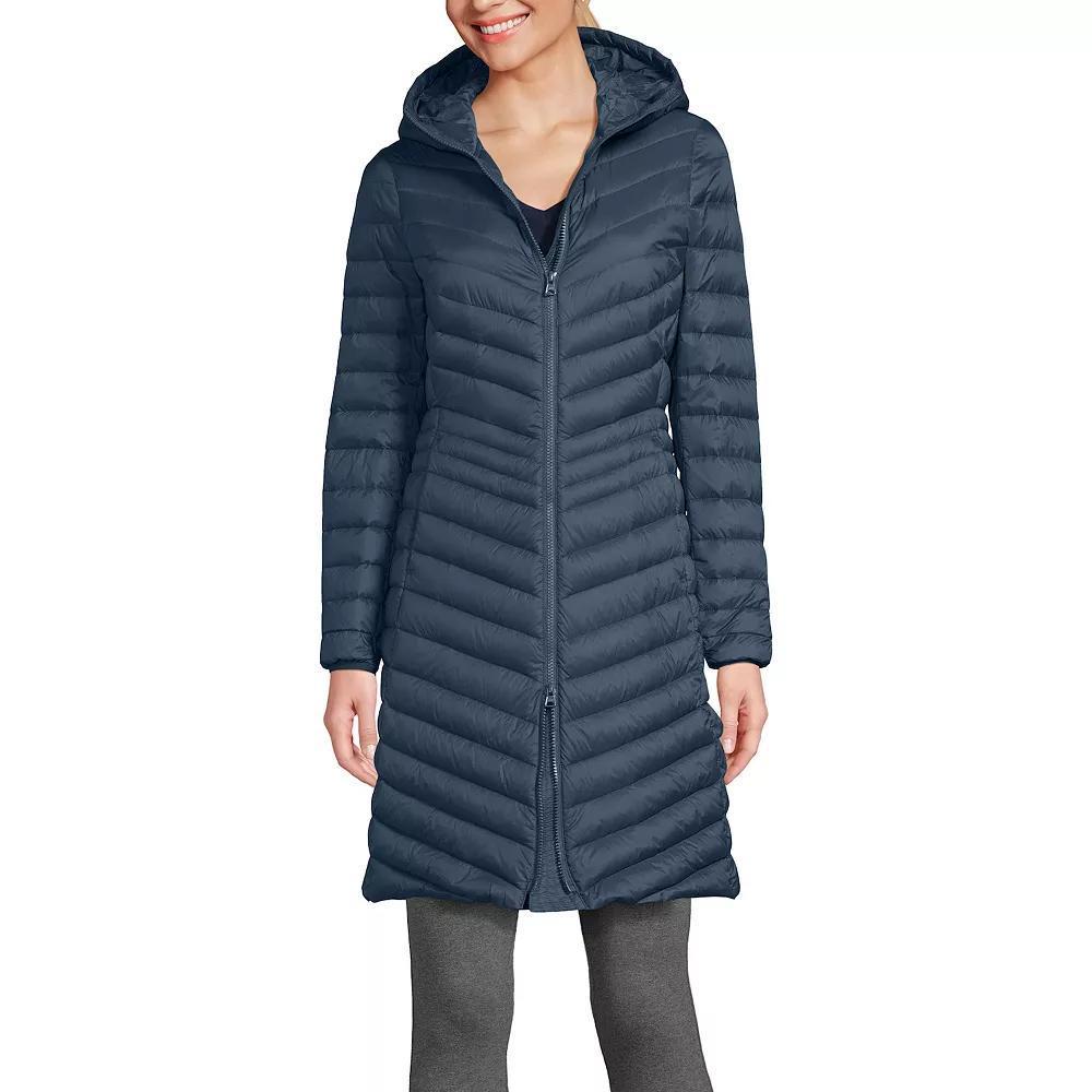 Petite Lands' End Hood Wanderweight Ultralight Down Long Packable Coat, Women's,  Product Image