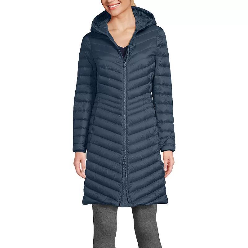 Petite Lands' End Hood Wanderweight Ultralight Down Long Packable Coat, Women's,  Product Image