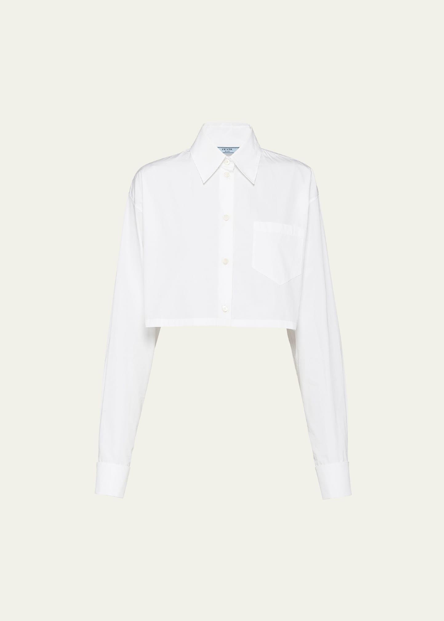 Poplin Cropped Blouse with Enameled Cufflinks Product Image