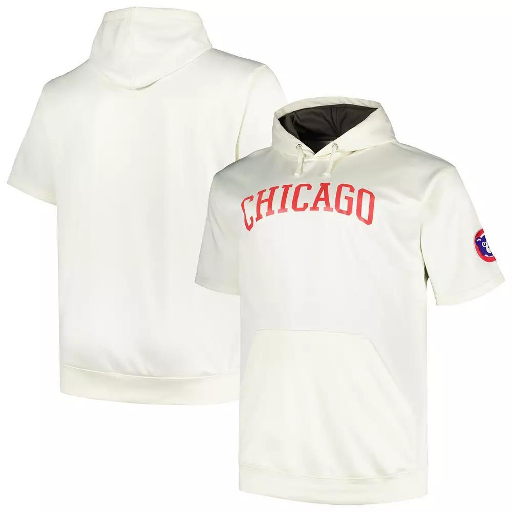 Men's Profile Oatmeal Chicago Cubs Big & Tall Contrast Short Sleeve Pullover Hoodie,  Product Image
