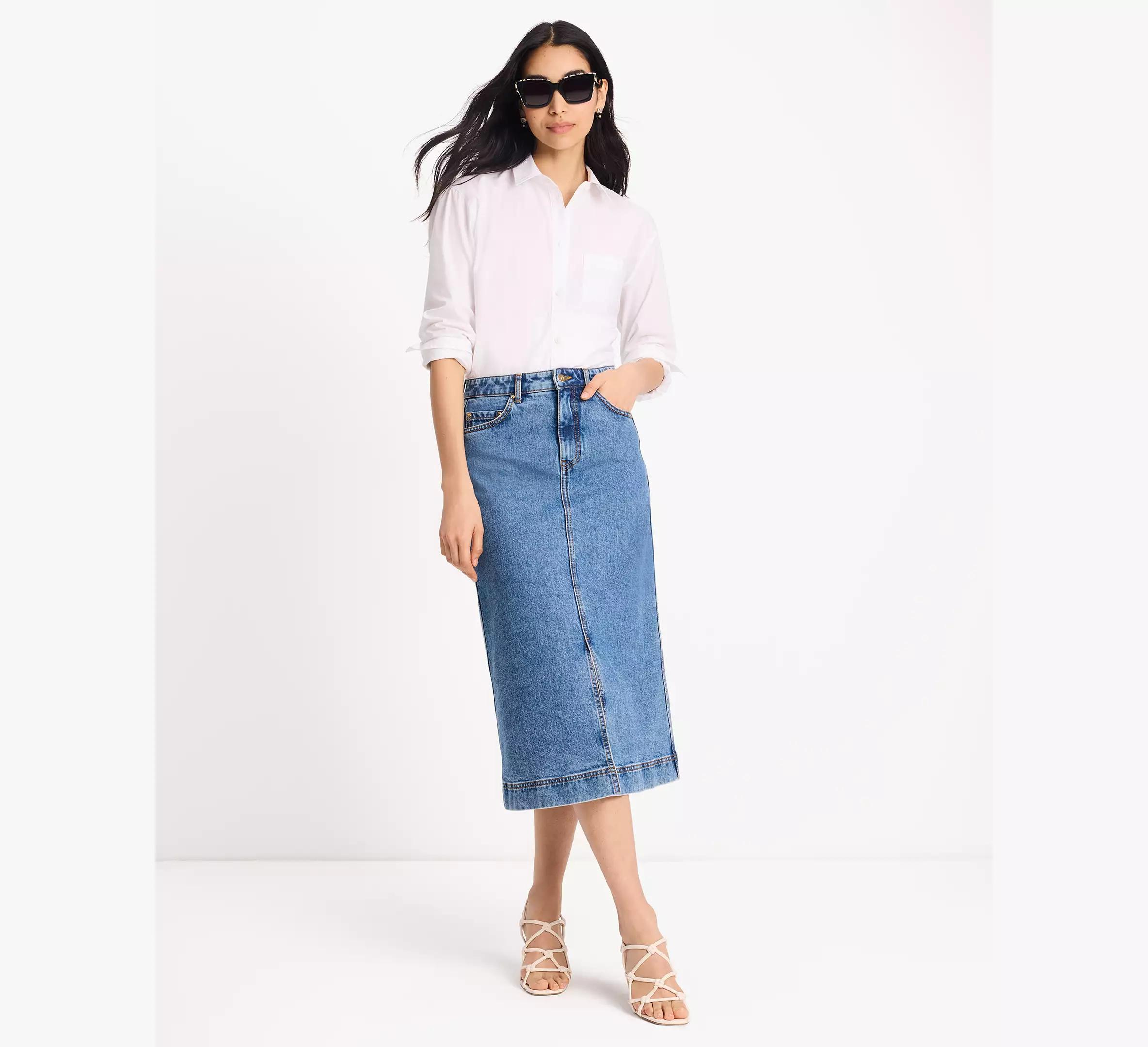 Denim Midi Skirt Product Image